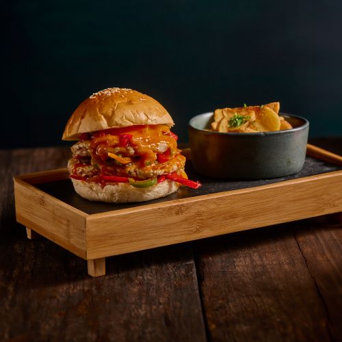 Chicken Burger Served With Potato Wedges